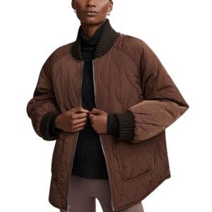 Varley Chocolate Brown Quilted Puffer Jacket Reno Reversible Medium
